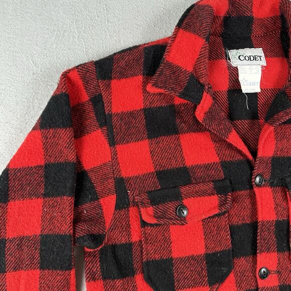 Vintage Codet Jacket Men’s Medium Buffalo Plaid Red Black Wool Hunting - Picture 8 of 16